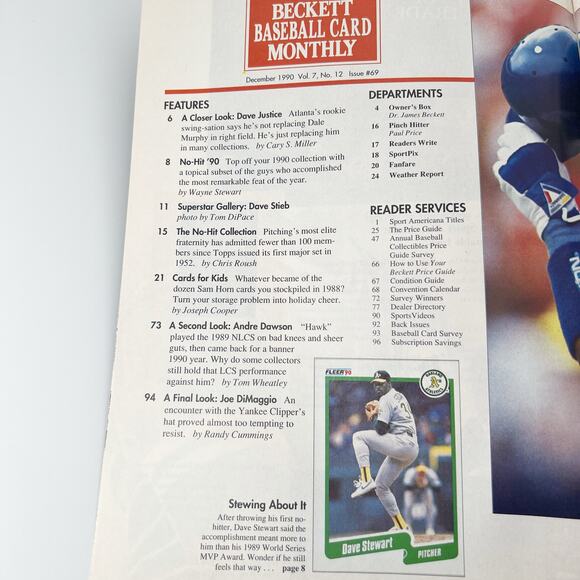 🎁 Vintage Beckett Baseball Card Monthly Magazine December 1990 Nolan Ryan - Picture 3 of 4